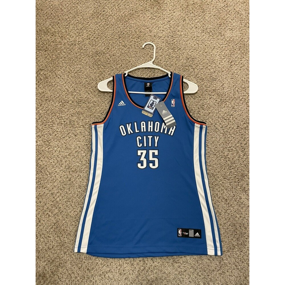 Adidas NBA 4 Her Womens Large Jersey Kevin Durant OKC Blue Basketball No. 35 NWT